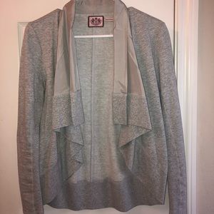 Juicy Couture gray open front silk cardigan